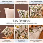 Daisy Dreams Cotton Sofa Cushion Cover 40x40cm Nestasia