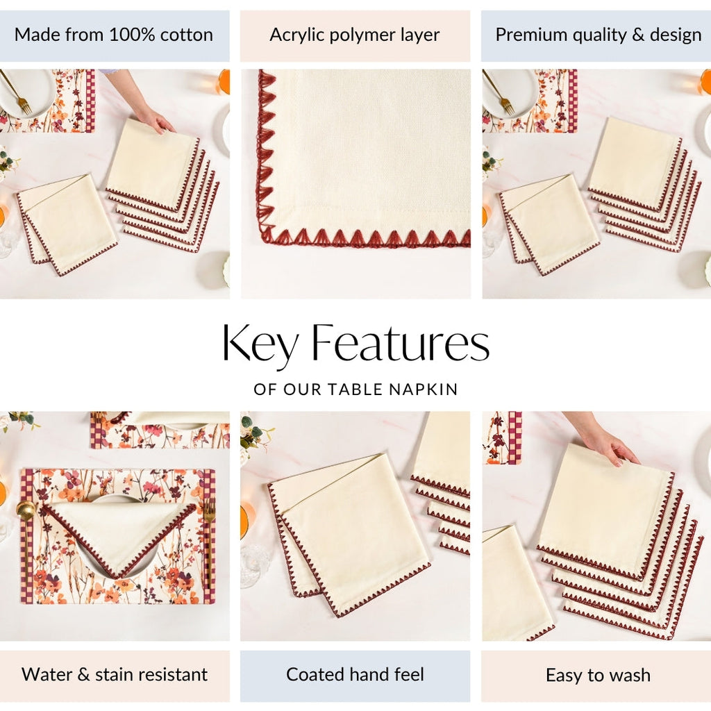 Pure Cotton Napkin Set Of 6 Nestasia
