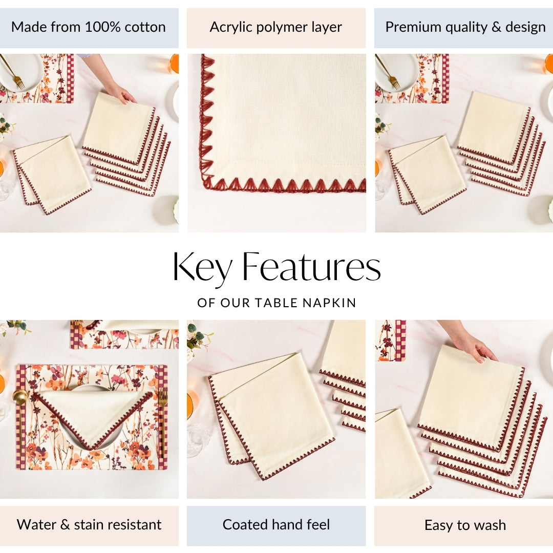 Pure Cotton Napkin Set Of 6 Nestasia