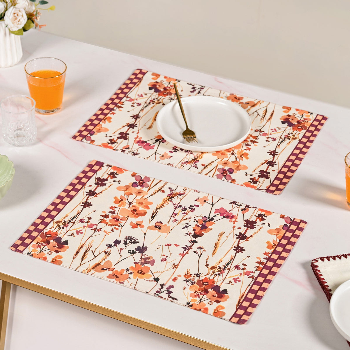 Checkered Border Placemat Set Of 4 Nestasia