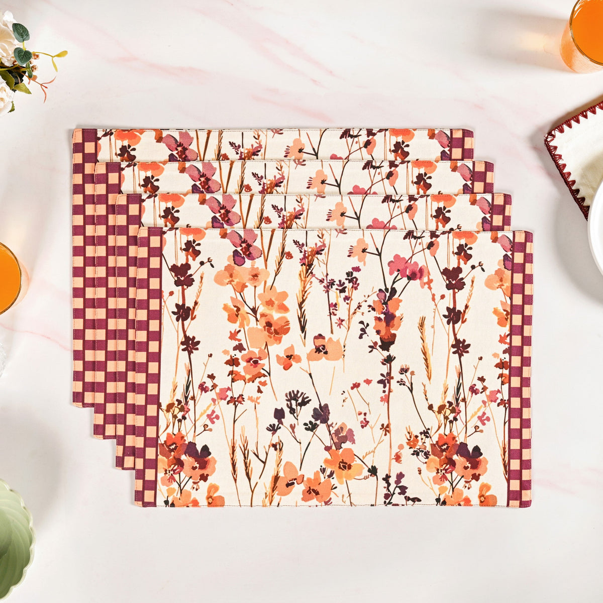 Checkered Border Placemat Set Of 4 Nestasia