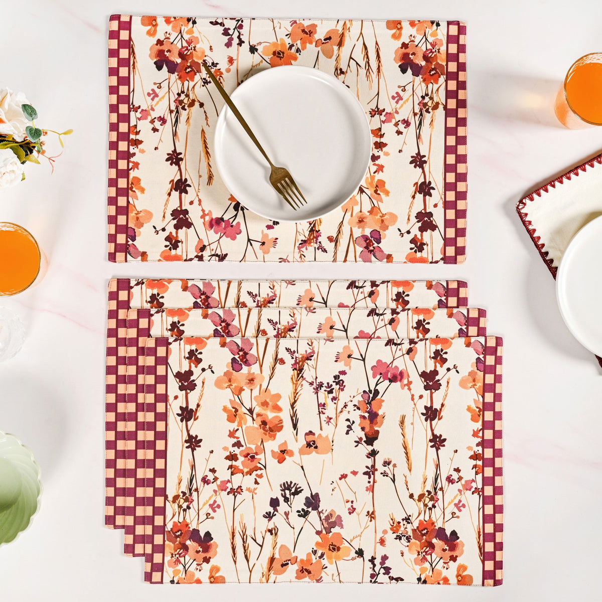 Checkered Border Placemat Set Of 4 Nestasia