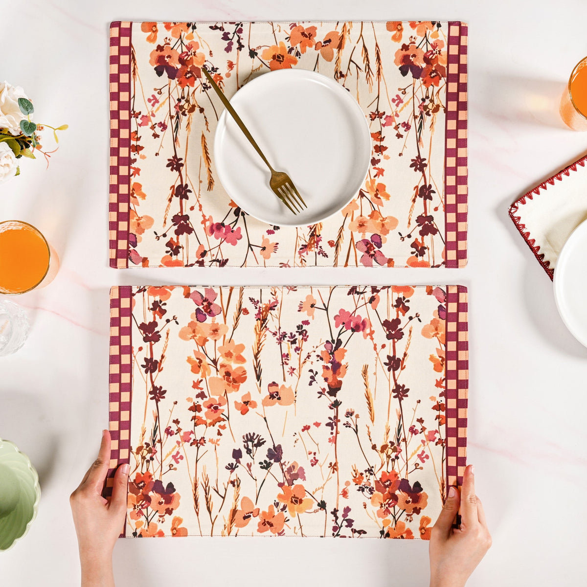 Checkered Border Placemat Set Of 4 Nestasia
