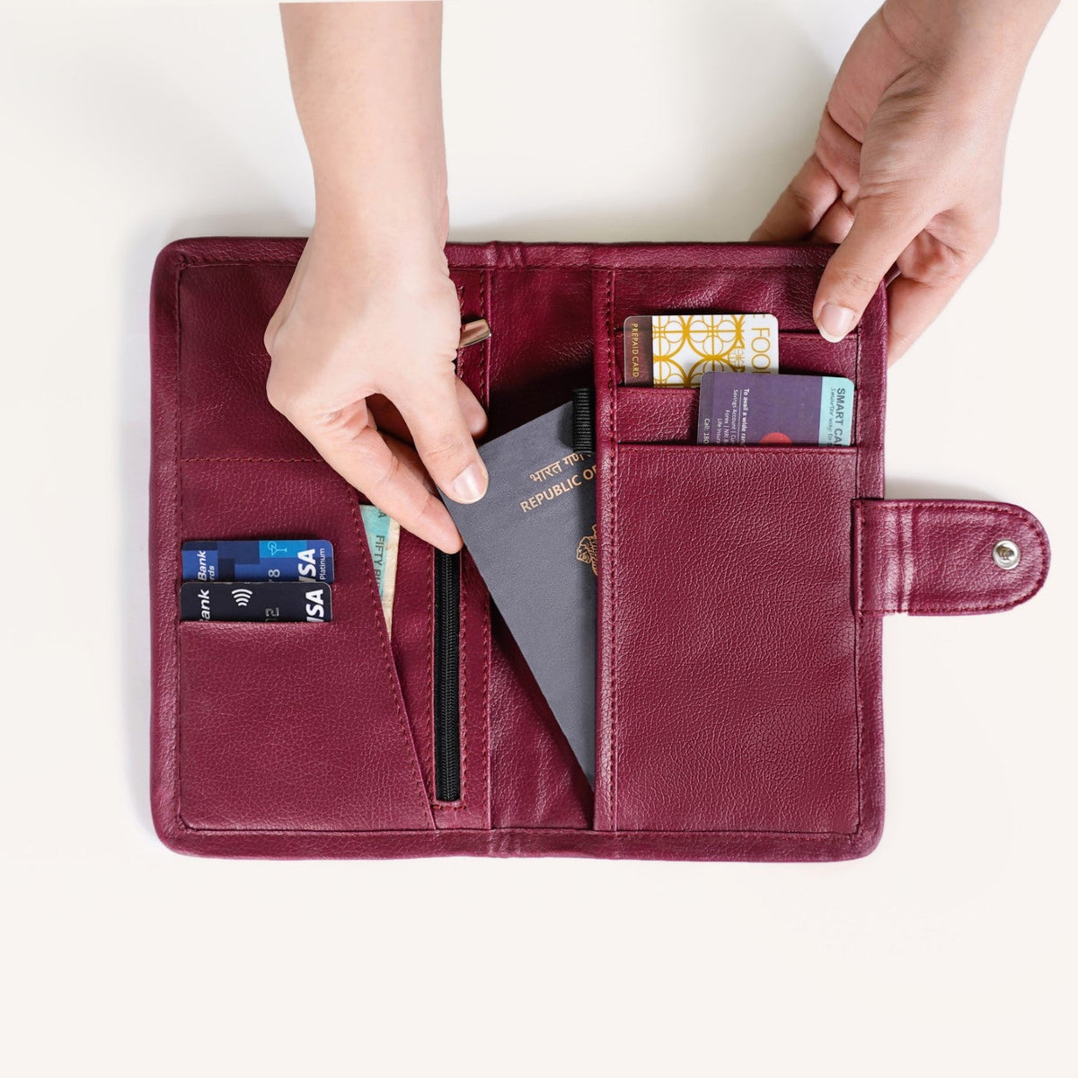 Maroon Travel Passport Wallet Nestasia