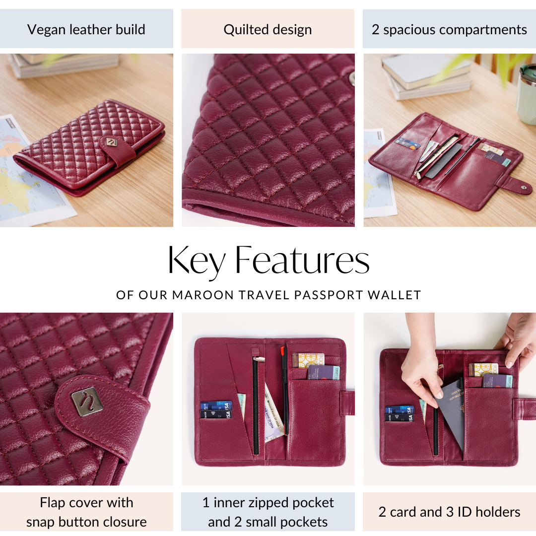 Maroon Travel Passport Wallet Nestasia