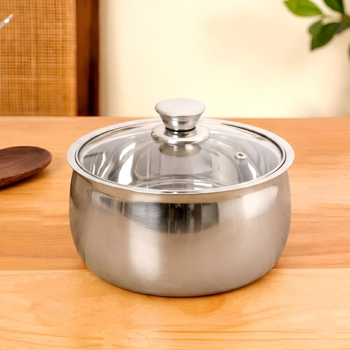 Stainless Steel Double Walled Casserole With Glass Lid 1000ml Nestasia