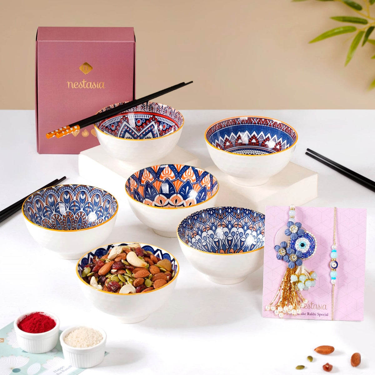 Vibrant Mandala Rakhi Hamper For Bhaiya Bhabhi Nestasia