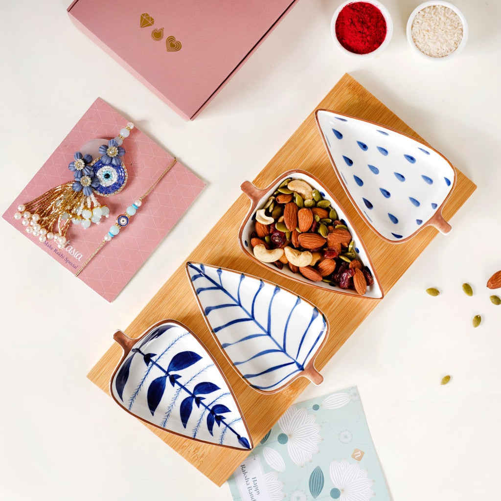 Leaf Platter Rakhi Lumba Gift Hamper Nestasia