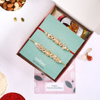 Stone And Pearl White Kundan Rakhi Set For Couple Nestasia