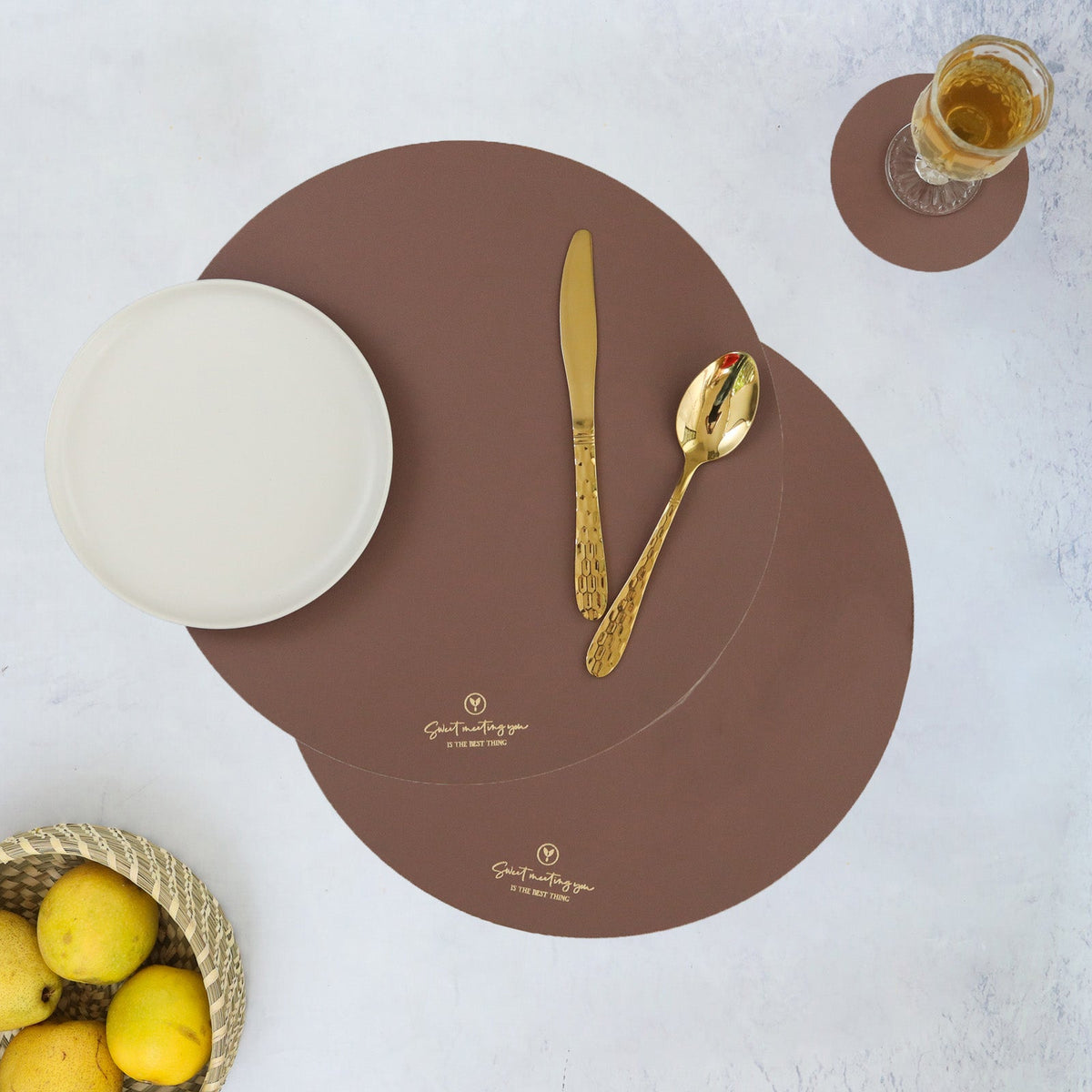 Round Placemat Brown Set of 2 Nestasia