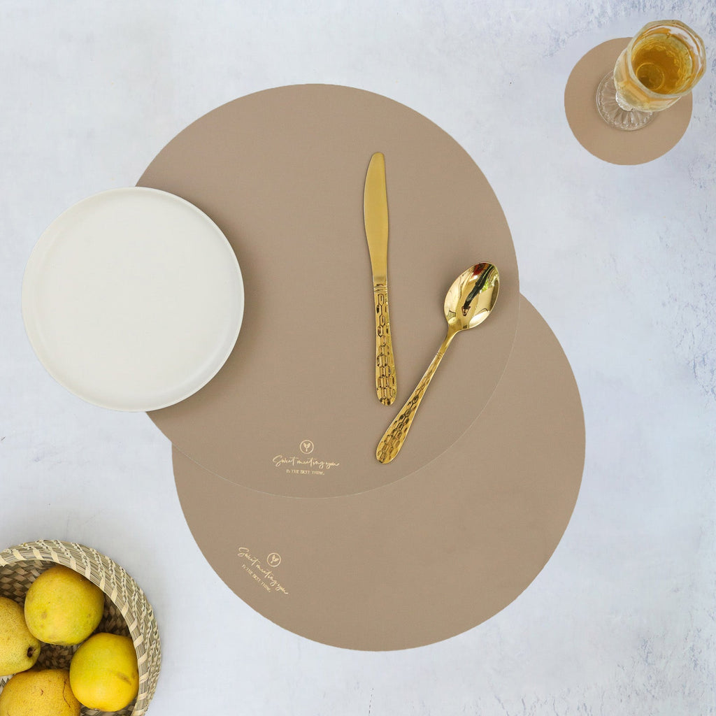 Round Placemat Beige Set of 2 Nestasia