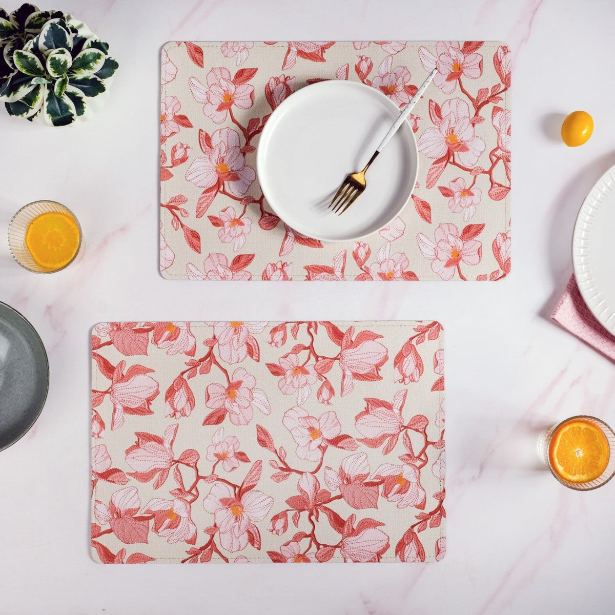 Rectangular Red Poppy Printed Placemats Set Of 6 Nestasia