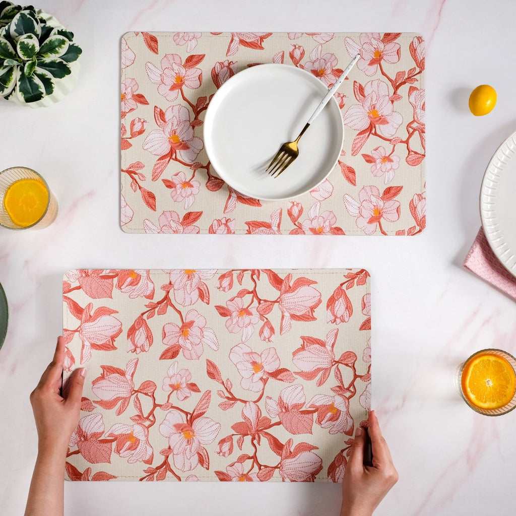 Rectangular Red Poppy Printed Placemats Set Of 6 Nestasia