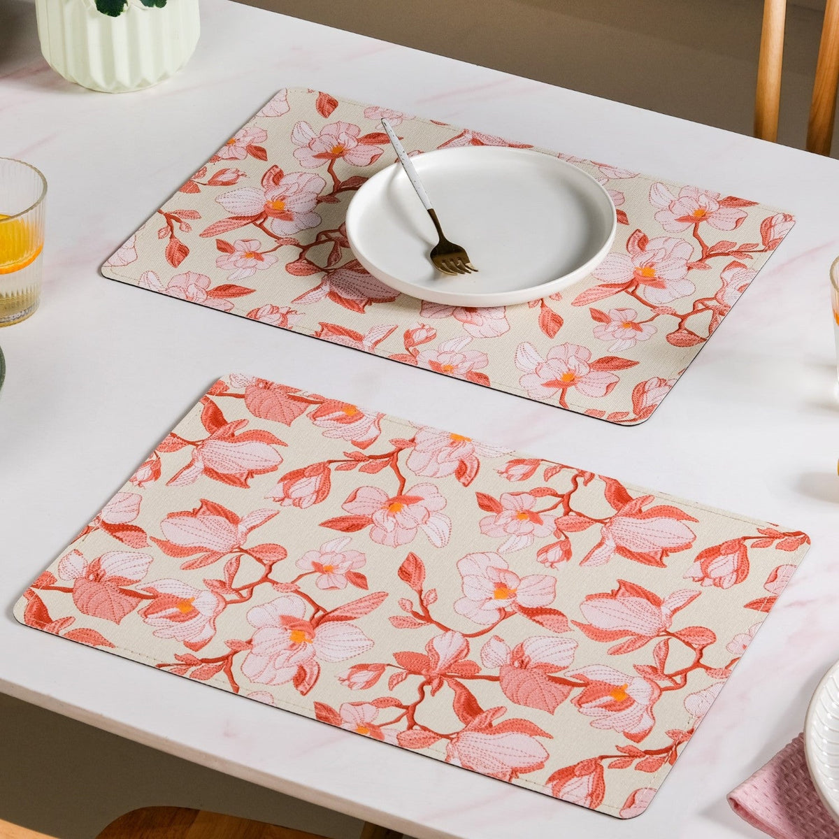 Rectangular Red Poppy Printed Placemats Set Of 6 Nestasia