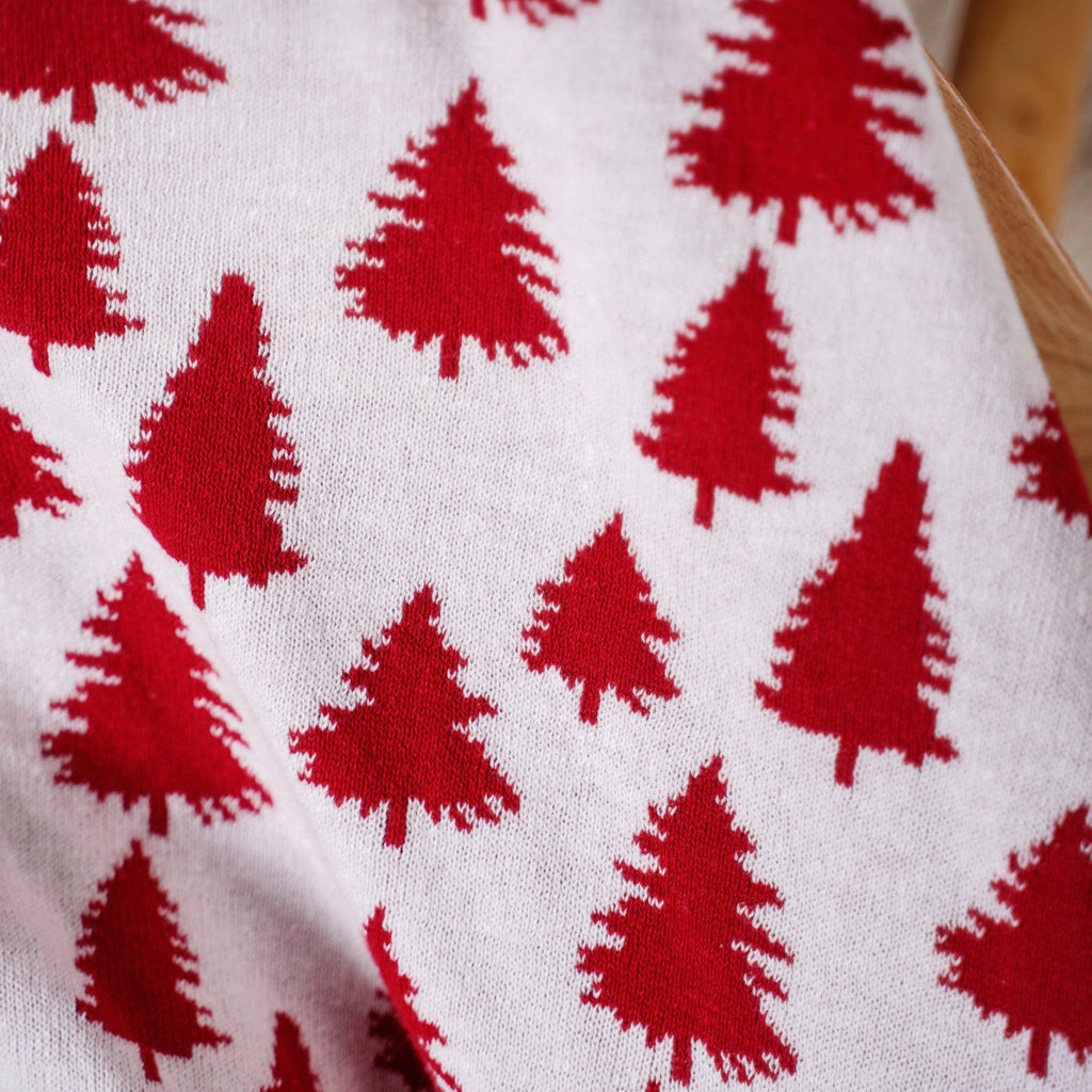 Reversible Style Christmas Tree Throw Blanket Red Nestasia