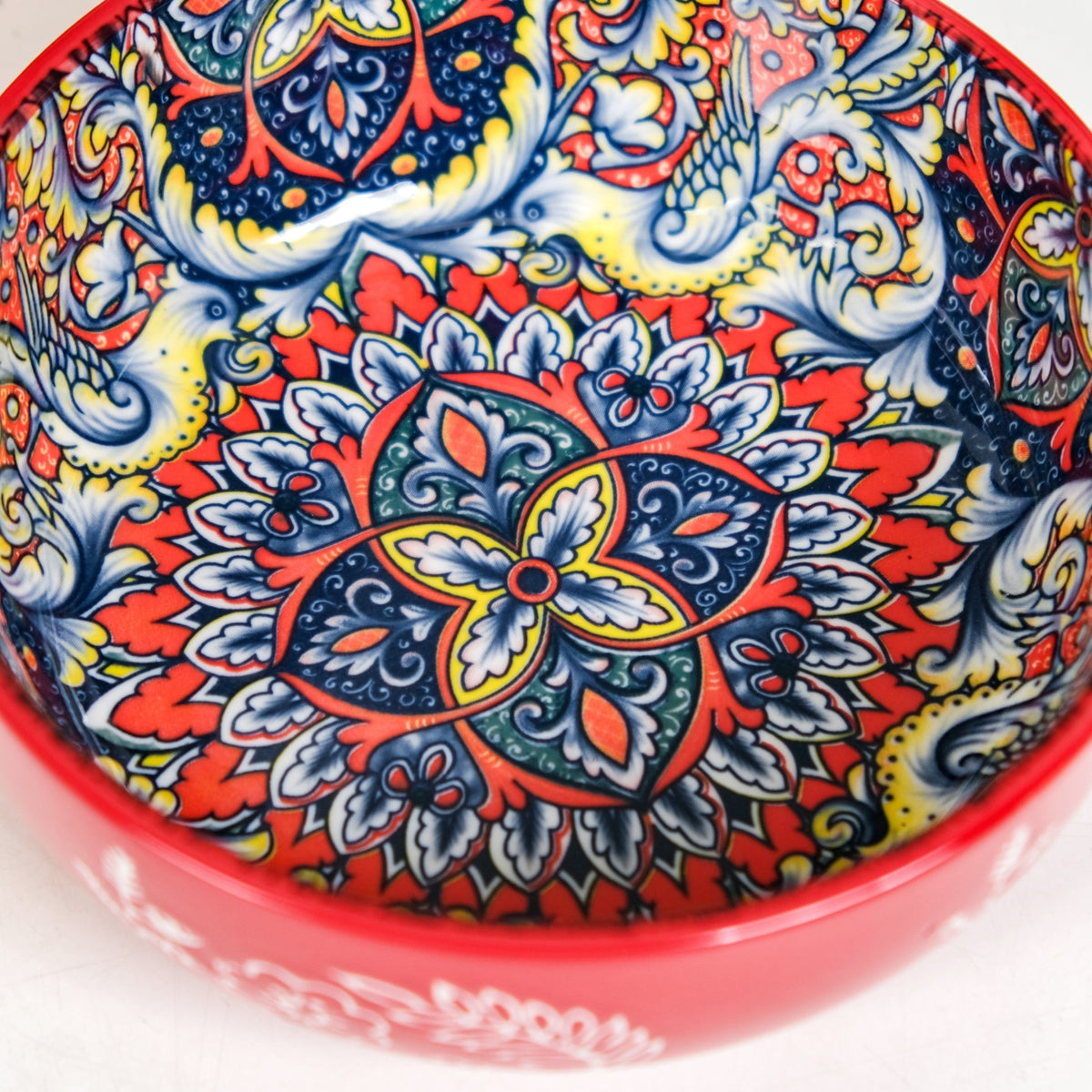 Red Mandala Melange Bowl With Handle 600ml Nestasia