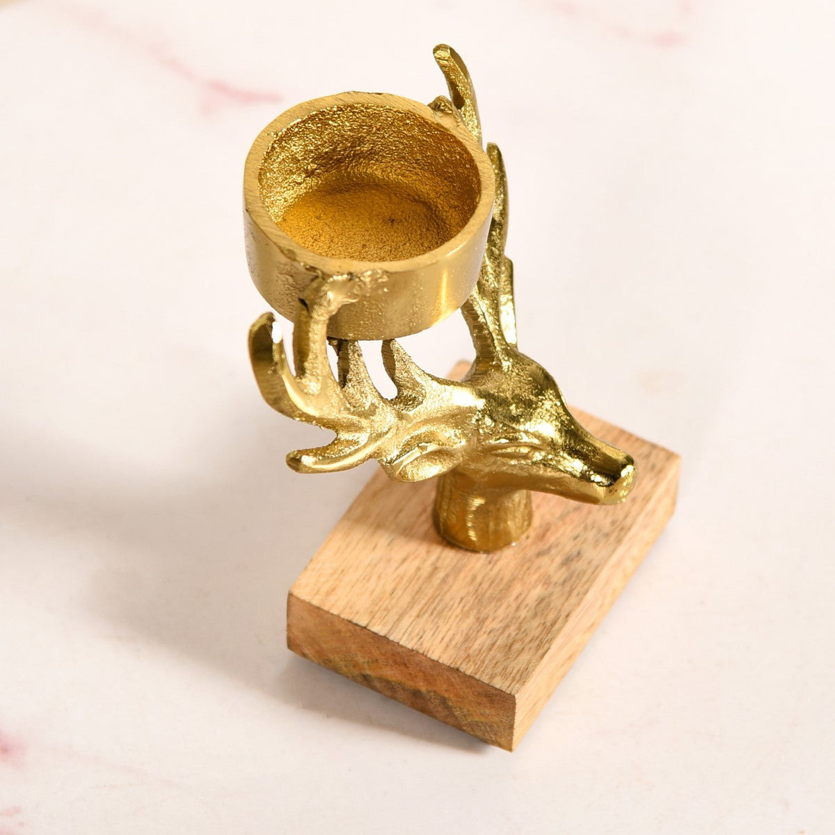 Set Of 2 Gold Stag Tea Light Candle Holder Nestasia