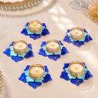 Florelle Tealight Holder Blue Set Of 6 Nestasia