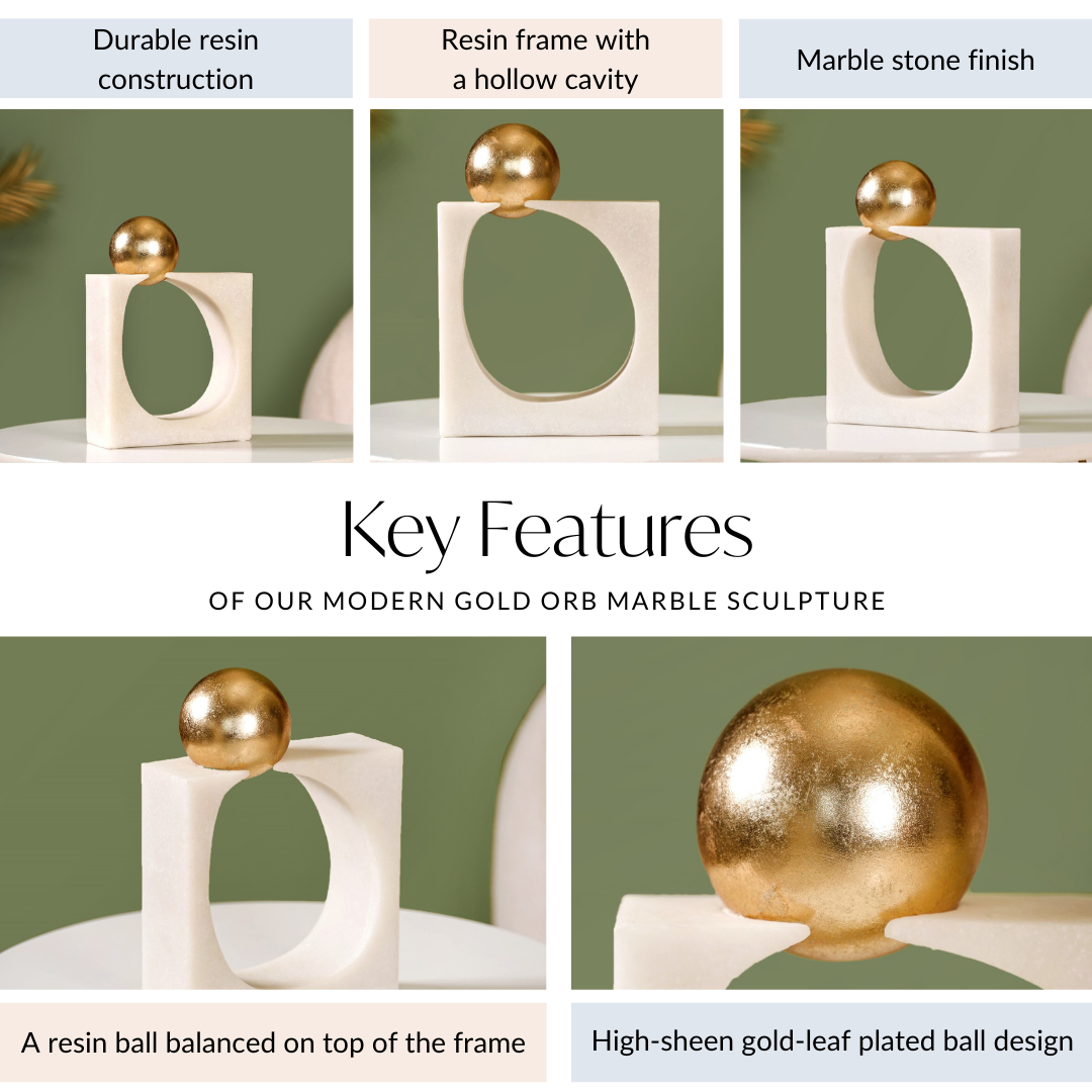 Modern Gold Orb Sculpture Nestasia