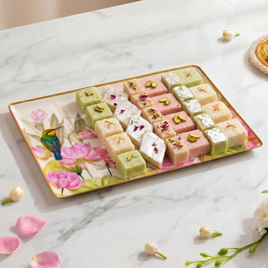 Lotus Garden Serving Tray In Gift Box Nestasia