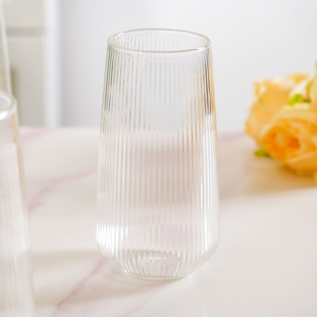 Ribbed Tall Glass Set Of 4 500ml Nestasia