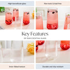 Ribbed Tall Glass Set Of 4 500ml Nestasia