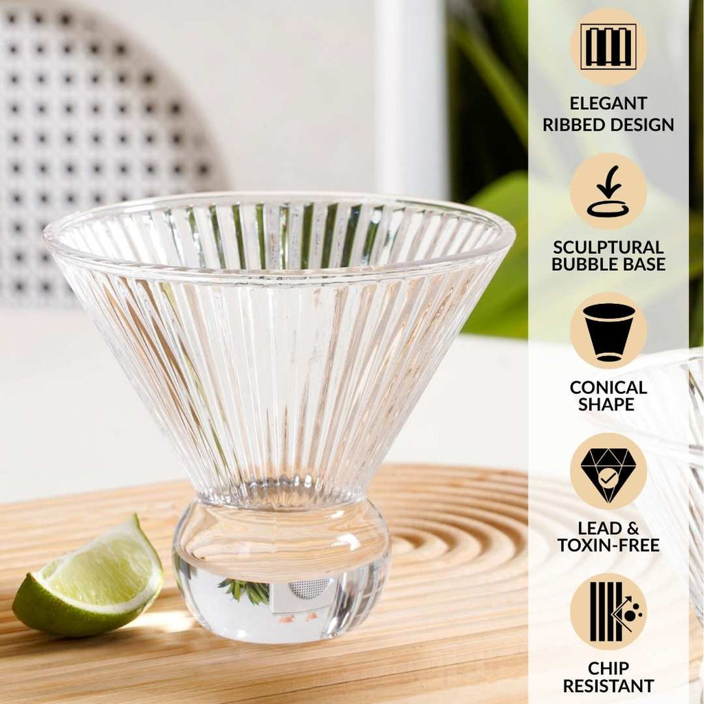 Ridged Cocktail Glass Set Of 6 180ml Nestasia
