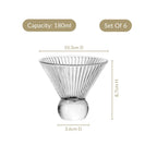 Ridged Cocktail Glass Set Of 6 180ml Nestasia