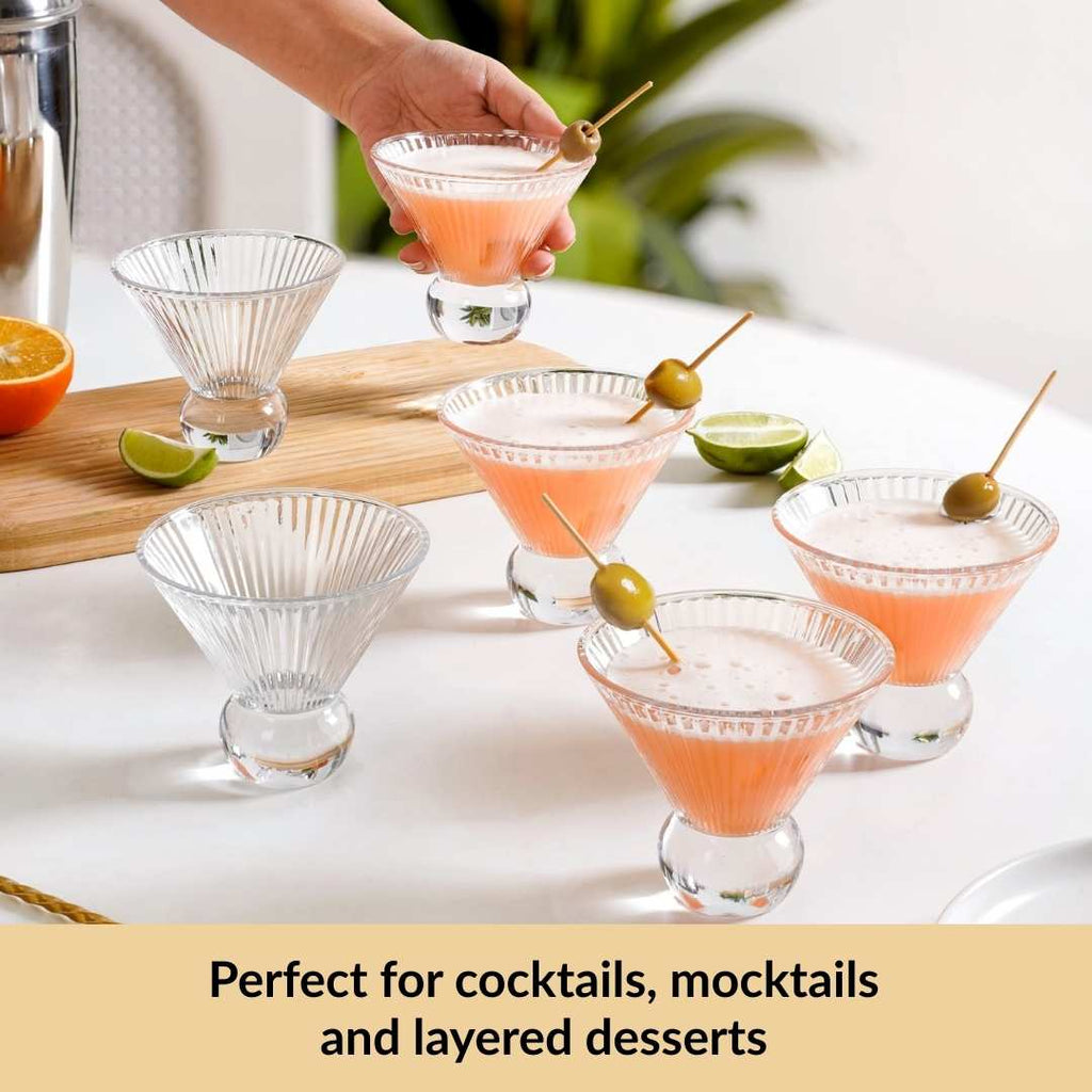 Ridged Cocktail Glass Set Of 6 180ml Nestasia