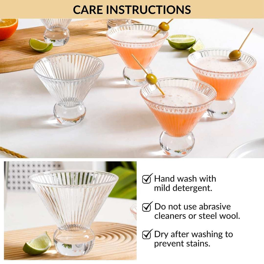 Ridged Cocktail Glass Set Of 6 180ml Nestasia