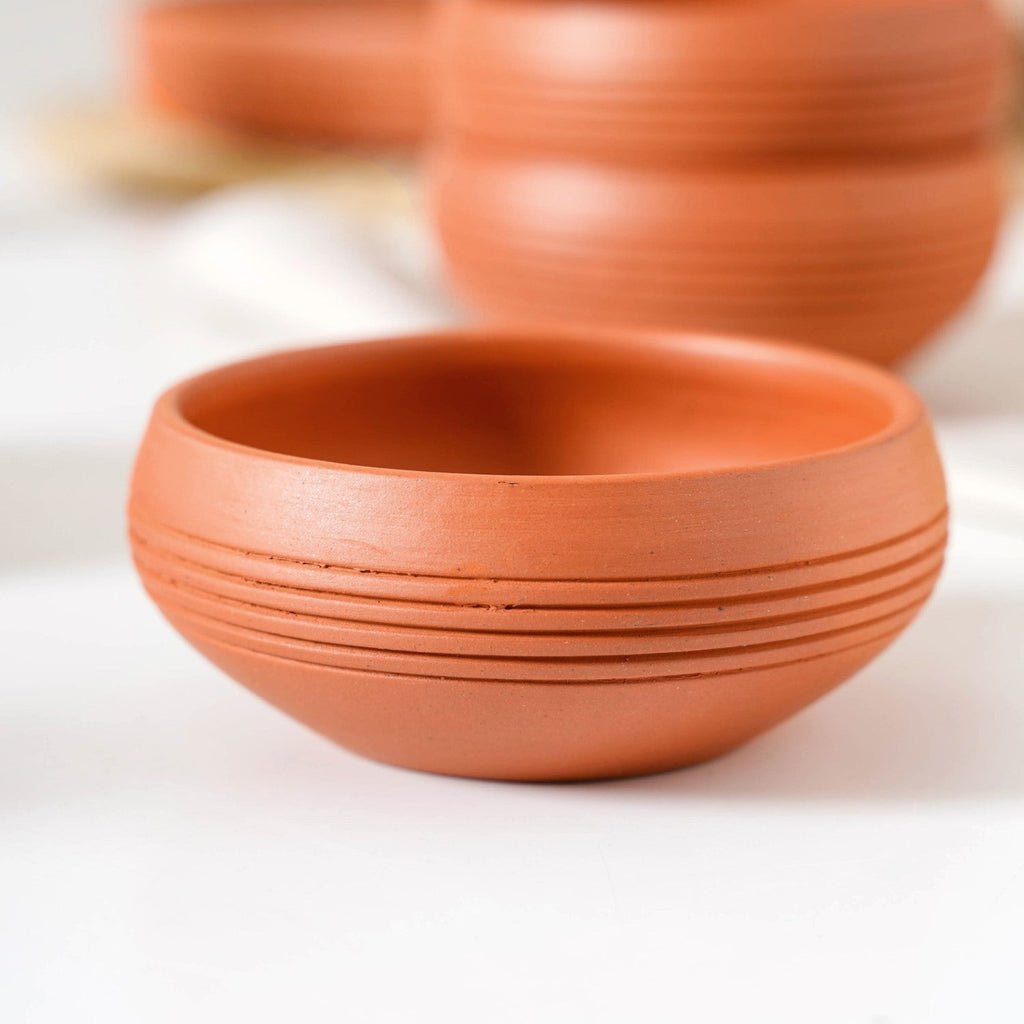Ring Engraved Terracotta Dessert Bowls Set Of 4 250ml Nestasia