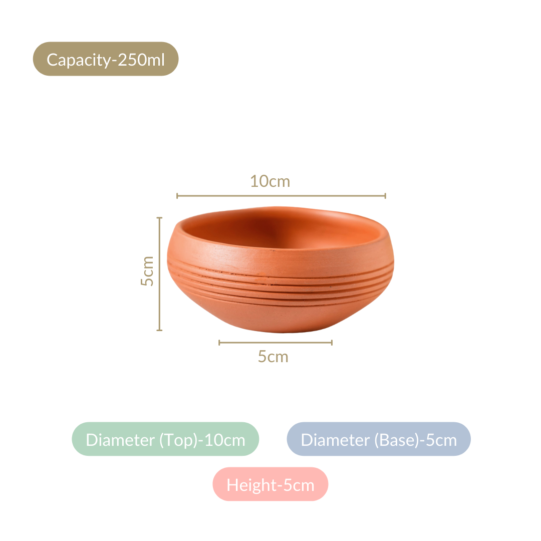 Ring Engraved Terracotta Dessert Bowls Set Of 4 250ml Nestasia