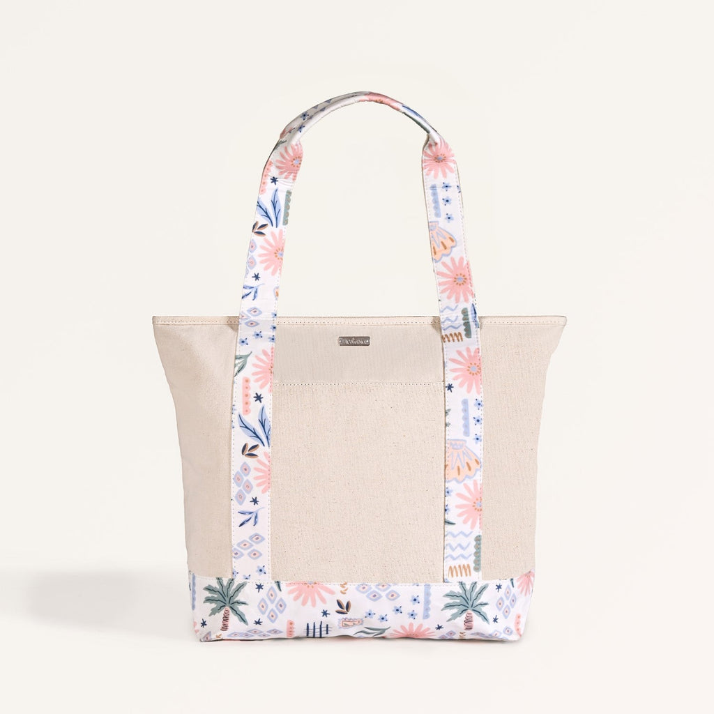 Beach Please Large Canvas Zipper Tote Bag Nestasia