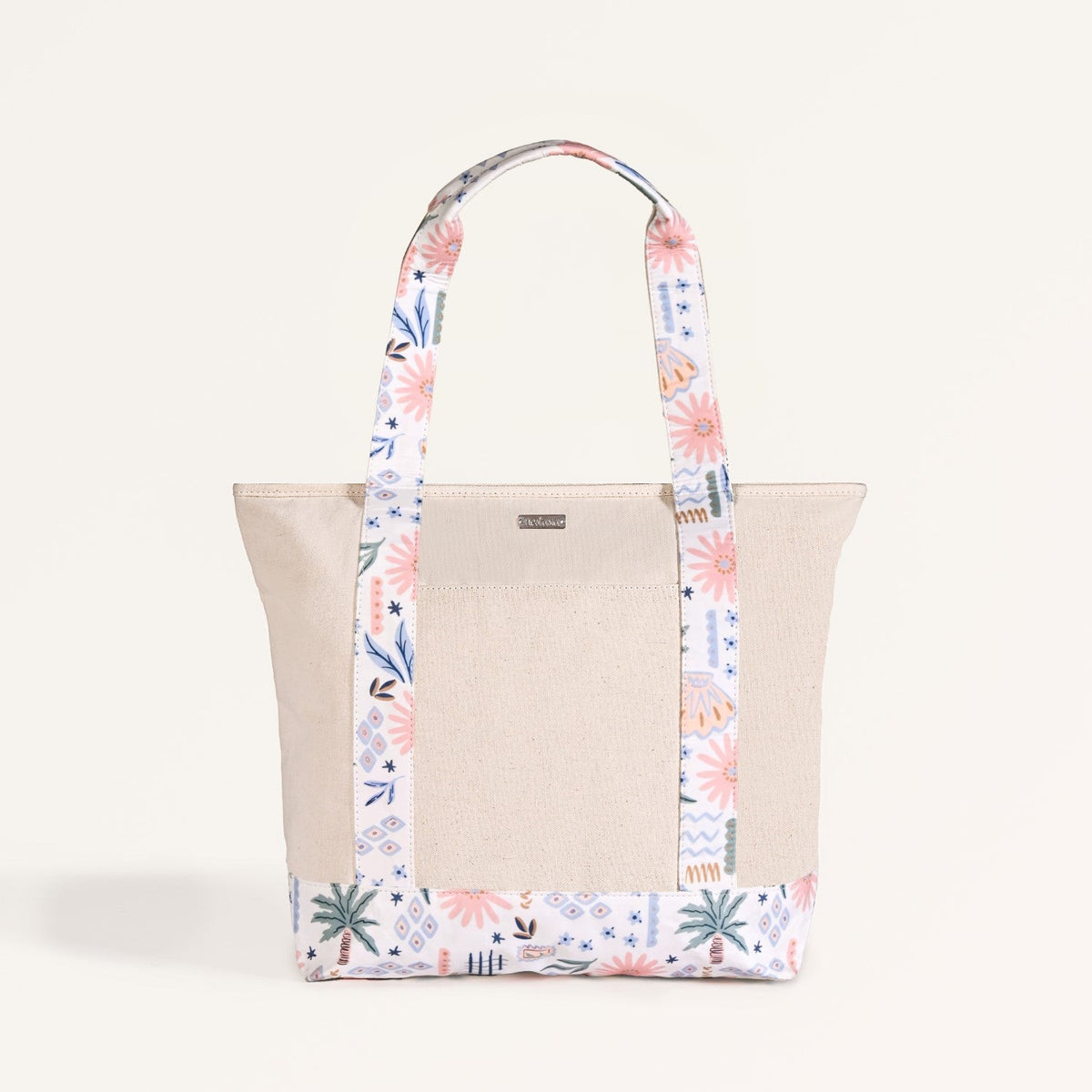 Beach Please Large Canvas Zipper Tote Bag Nestasia