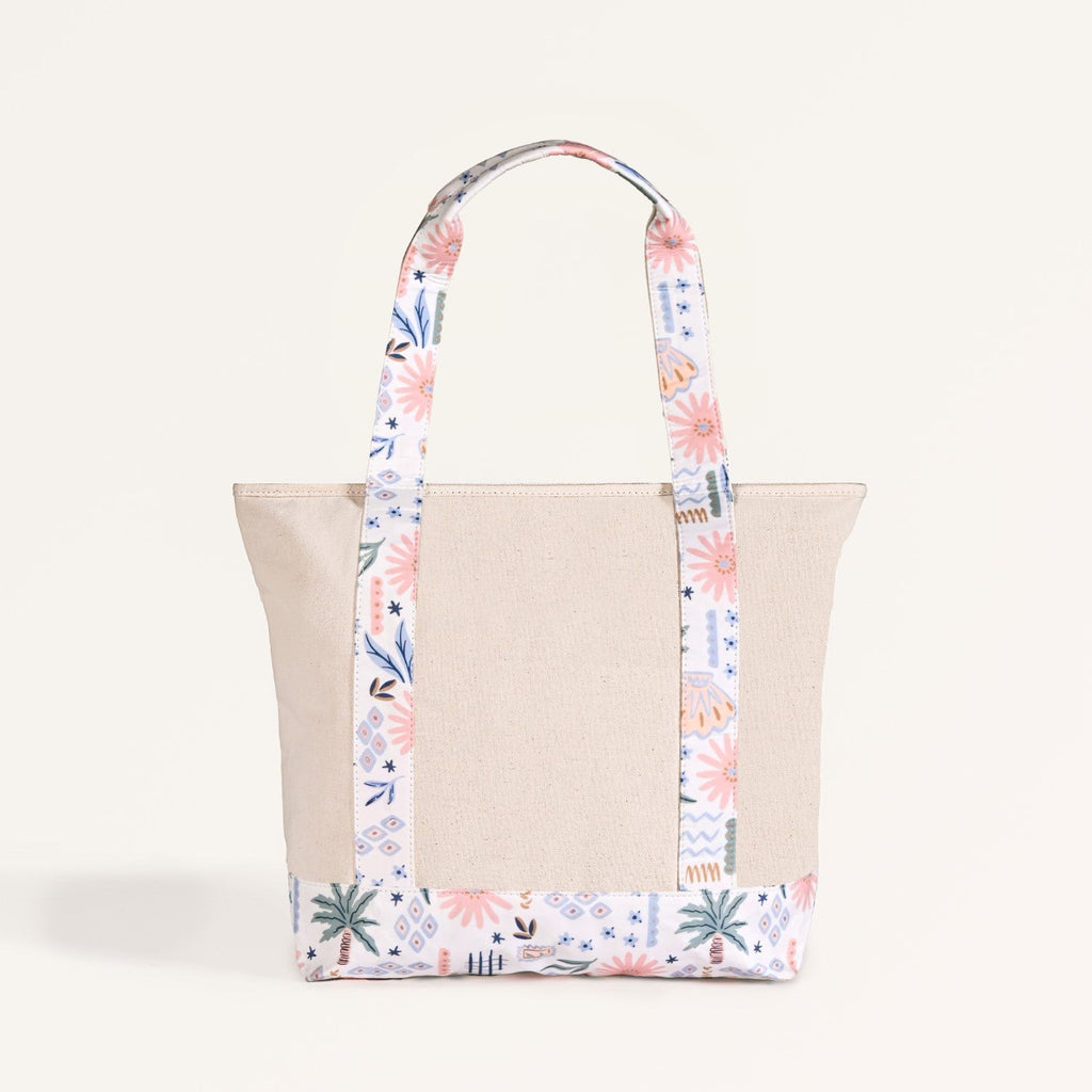 Beach Please Large Canvas Zipper Tote Bag Nestasia