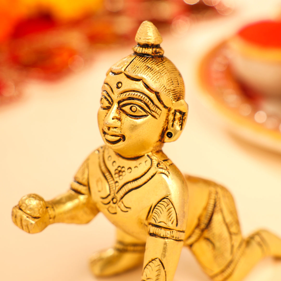 Brass Laddu Gopal Idol (3 Inch) Vedansh Craft