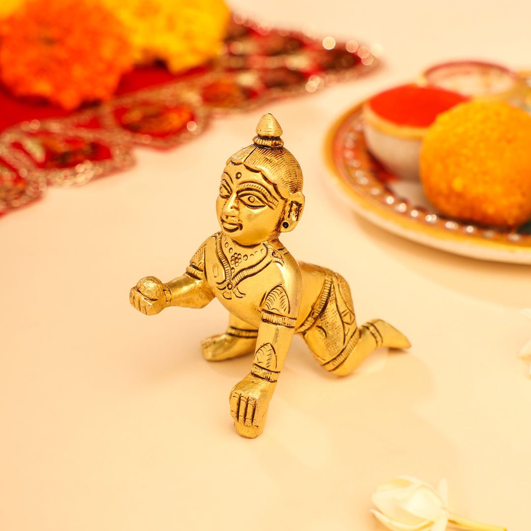 Brass Laddu Gopal Idol (3 Inch) Vedansh Craft