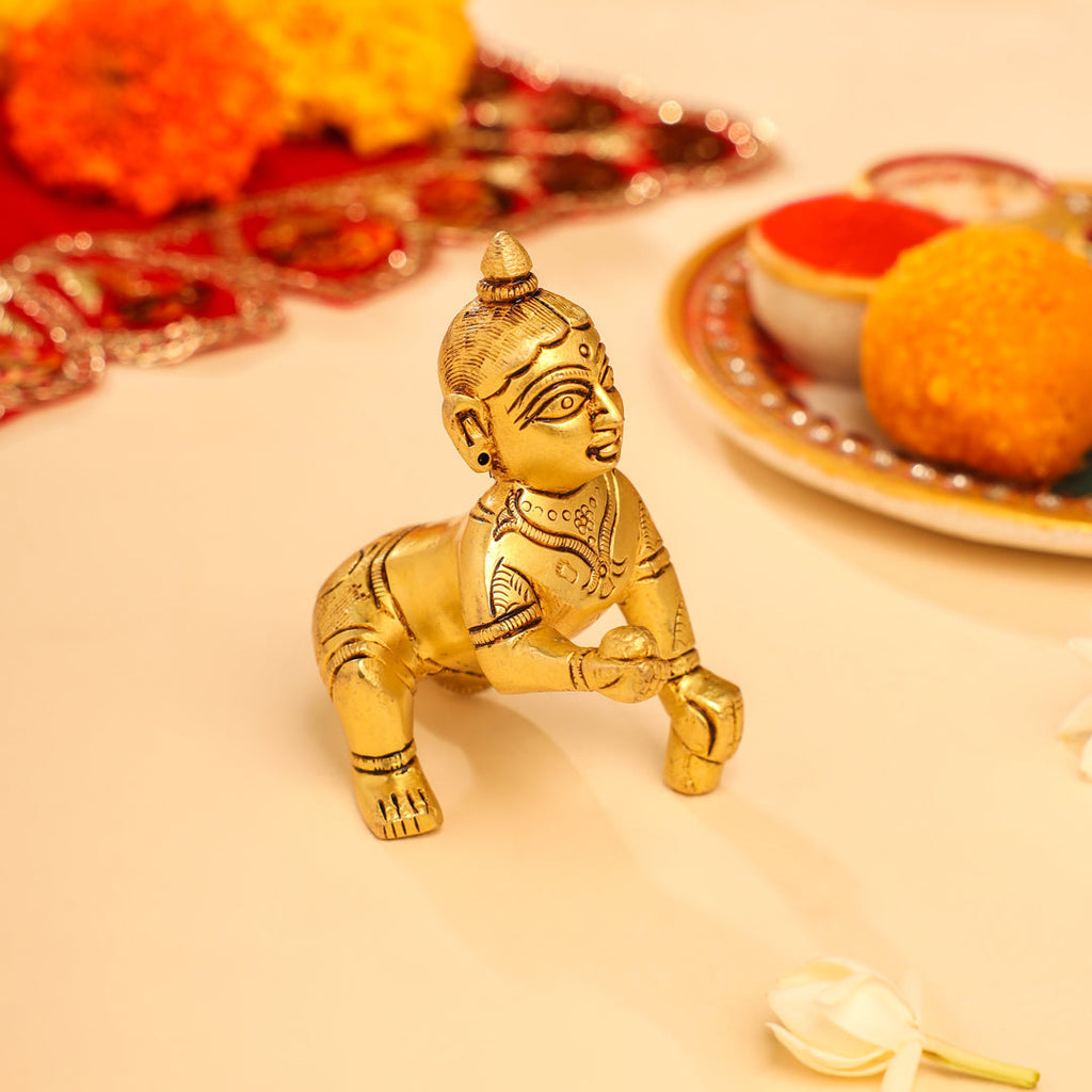 Brass Laddu Gopal Idol (3 Inch) Vedansh Craft
