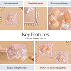 Embroidered Rose Pooja Thali Cover Set Of 2 Nestasia