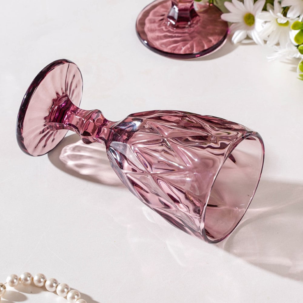Rose Crystal Red Wine Glass Mauve Set Of 6 300 ml Nestasia