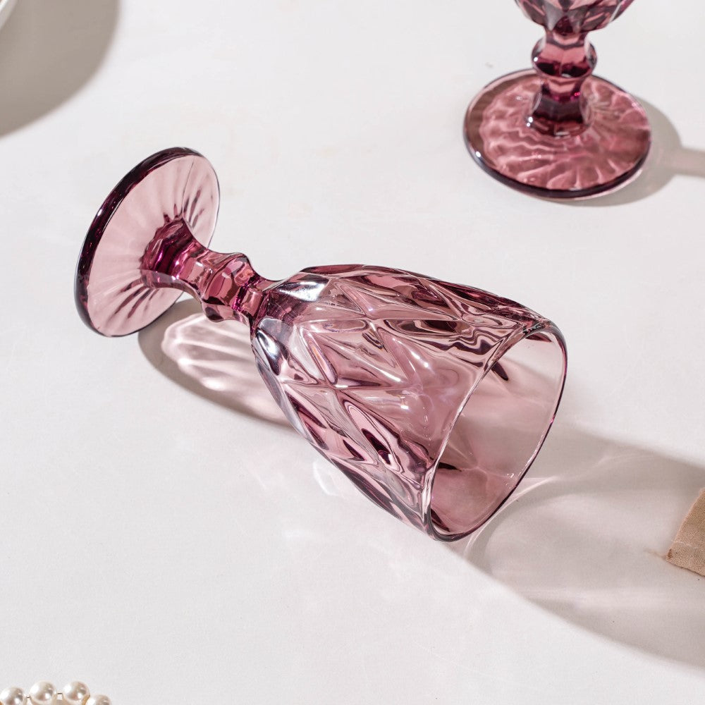 Rose Crystal Red Wine Glass Mauve Set Of 6 300 ml Nestasia