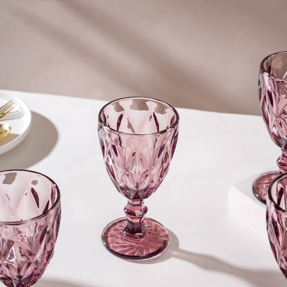 Rose Crystal Red Wine Glass Mauve Set Of 6 300 ml Nestasia