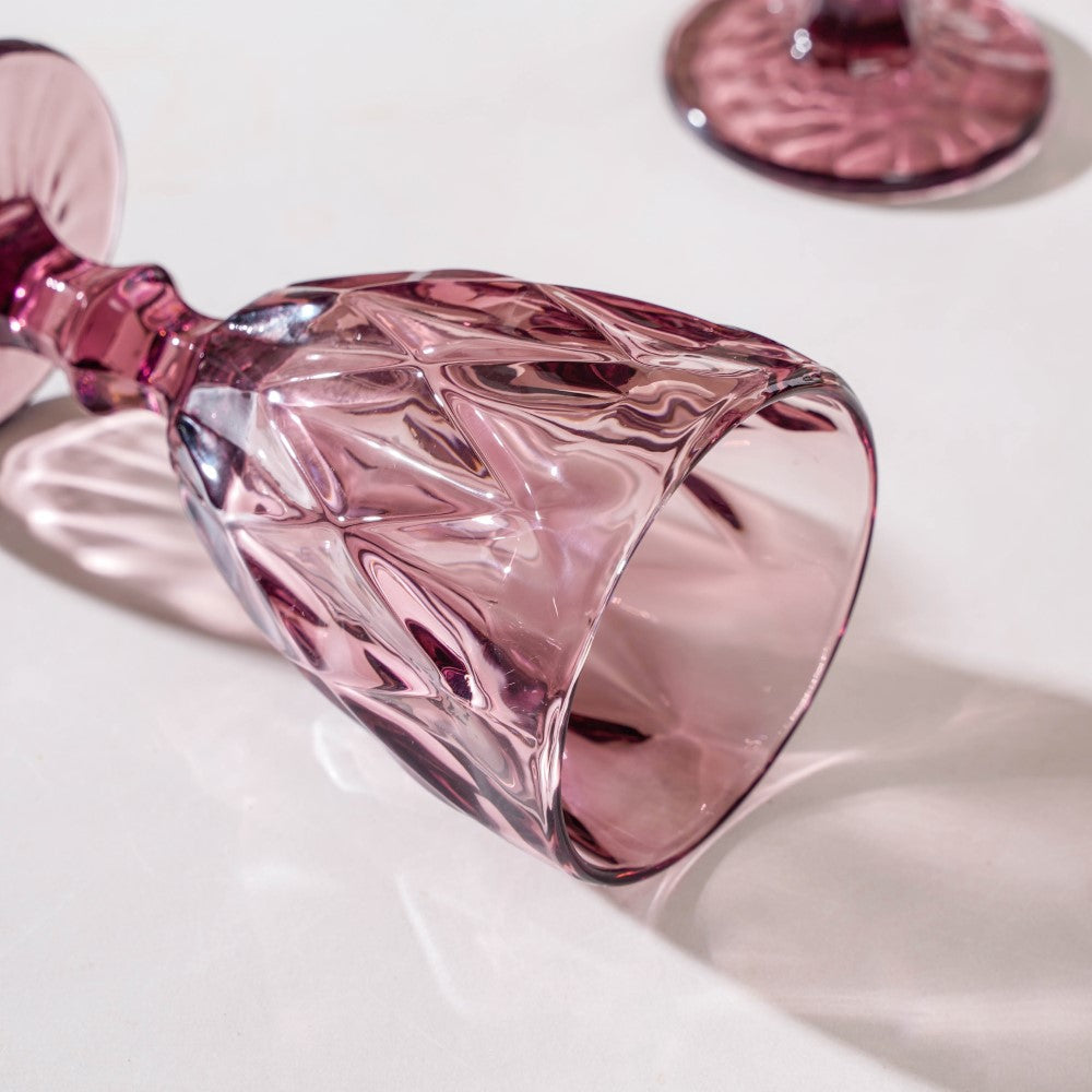 Rose Crystal Red Wine Glass Mauve Set Of 6 300 ml Nestasia