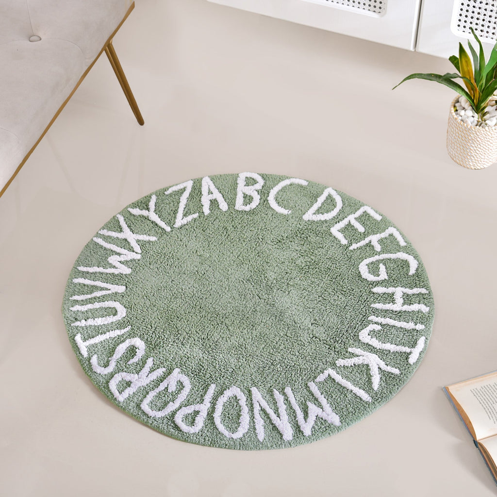 Alphabets Round Cotton Anti Slip Kids Floor Mat 74x72cm Nestasia