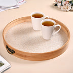 Round Tray With Embossed Acrylic Base And Bamboo Rim Nestasia