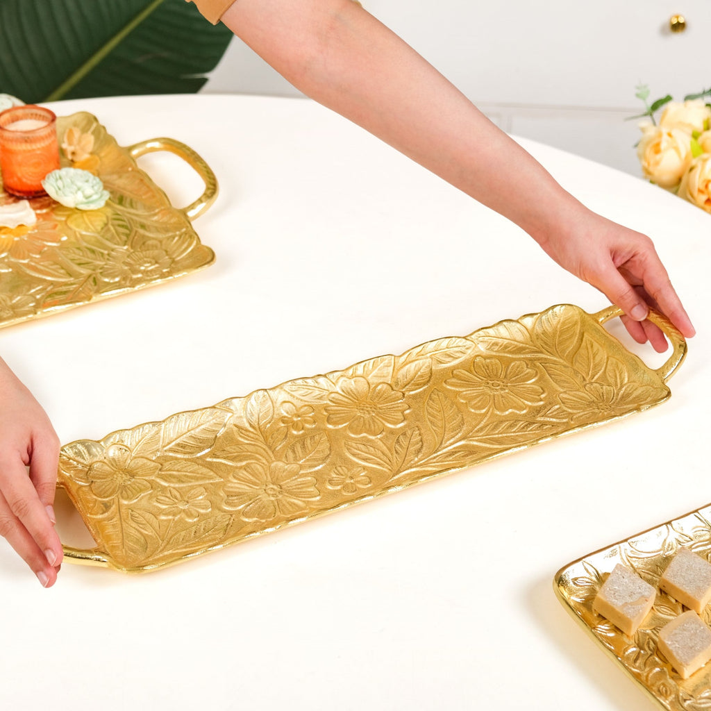 Decorative Royalcore Long Gold Tray Nestasia