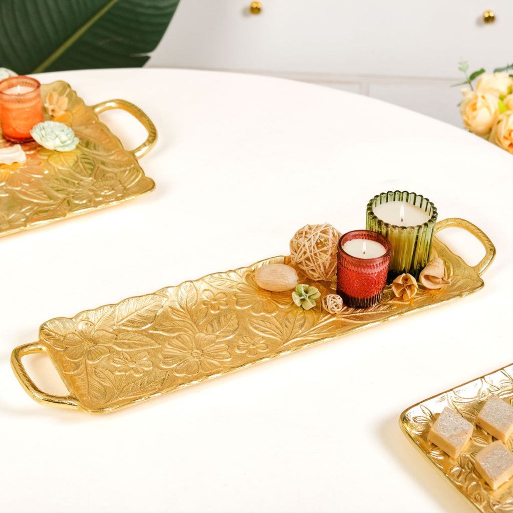 Decorative Royalcore Long Gold Tray Nestasia