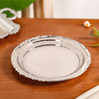 Royalcore Ornate Brass Rim Decorative Tray Silver Nestasia