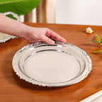 Royalcore Ornate Brass Rim Decorative Tray Silver Nestasia