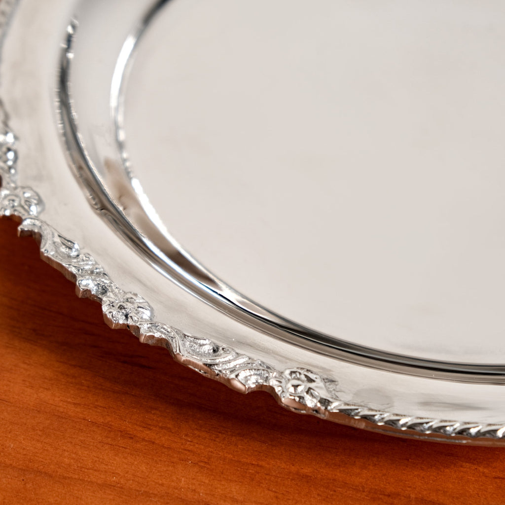Royalcore Ornate Brass Rim Decorative Tray Silver Nestasia
